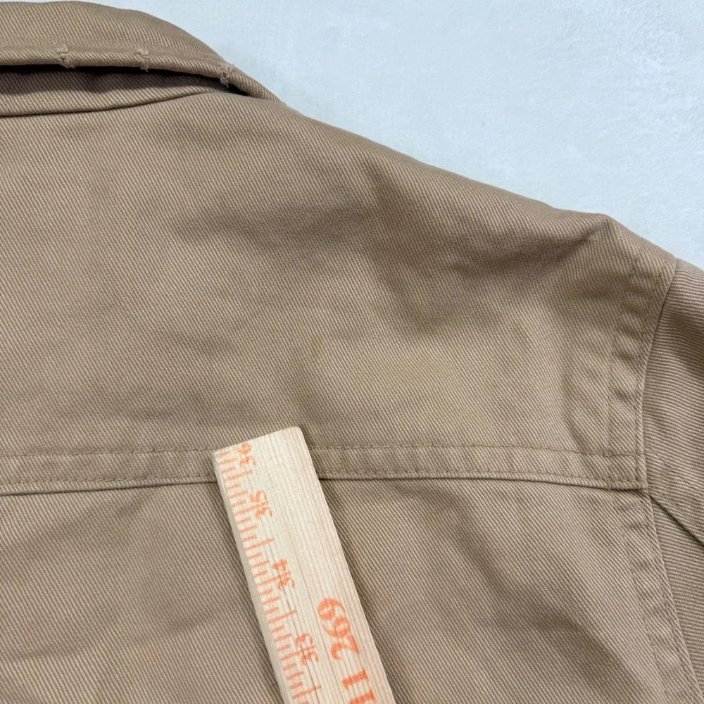 Gap Mens Tan Cotton Twill Quilted Lined Workwear Utility Jacket Large